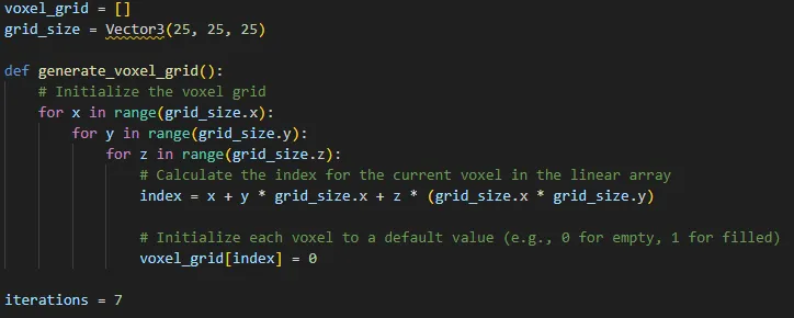 Psuedo code example for the voxel grid